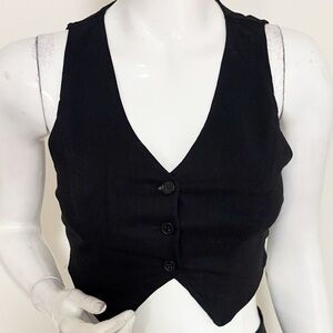 Dolls Kill Brand Generation Kiss Black Cropped Vest Top w Back Cutout & Straps